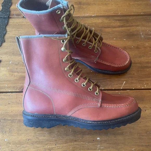 Vintage Wearmaster Sears USA Motorcycle Indy Biker Work Boots Brown Leather 11